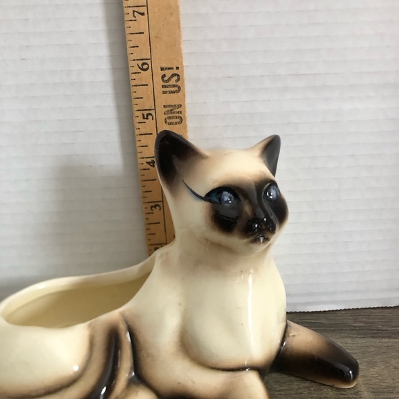 Vtg Ceramic Siamese Cat Succulent Planter - Picture 9 of 12